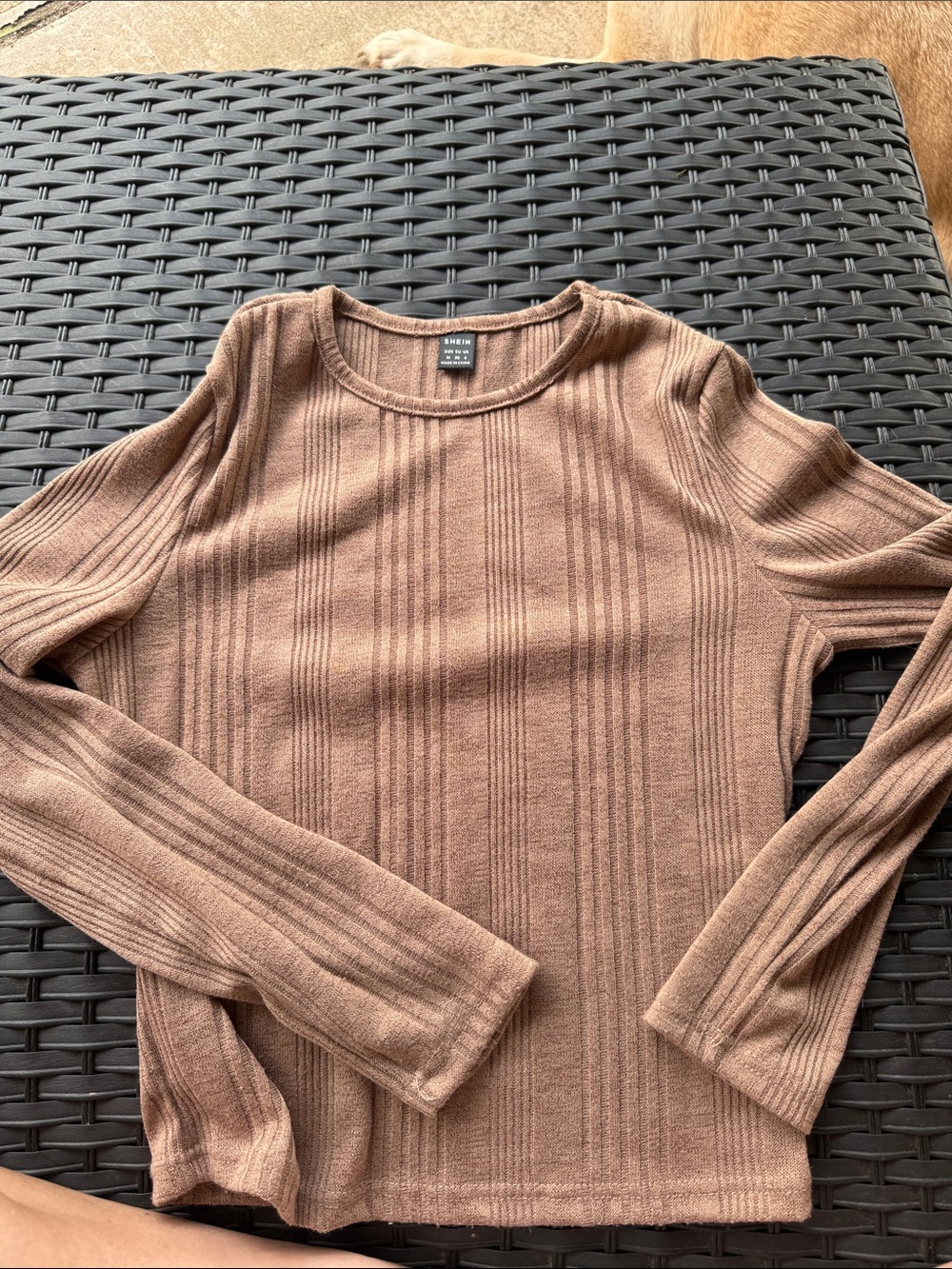 SHEIN Brown Ribbed Long Sleeve Knit Top Medium. (Runs small)